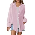 thumbnail image 1 of Camisa oversize lisa para mujer: prenda informal de corte holgado y tejido transpirable, cómoda para el día a día y las salidas informales., 1 of 8
