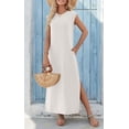 thumbnail image 3 of Vestido de verano Zeagoo casual holgado con cuello redondo maxi blanco L, 3 of 6