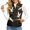 Black Golden Cranes, variant on Womens Stand Collar Padded Vest, Full Zip Quilted Gilet Jacket L, Padded Sleeveless Gilet with Pockets, Fall Winter Outerwear Layering Vest for Travel Hiking Daily, Green Cat Garden Toile