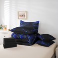 thumbnail image 5 of 7 Piece Blue Geometric Bed in a Bag Black Honeycomb Print Bedding Comforter Sheet Set King,Modern Abstract Plaid Bed Set Square Pattern Fitted Sheet Beehive Geometrical Cushiom Covers, 5 of 5