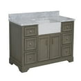 thumbnail image 5 of Zelda 48" Farmhouse Bathroom Vanity with Weathered Gray Cabinet and Carrara Marble Top, 5 of 6