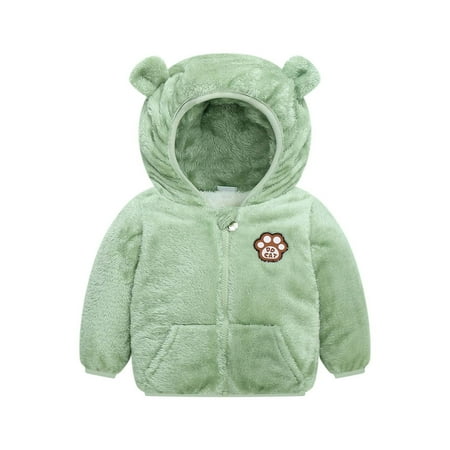 

Tarmeek Toddler Infant Coral Fleece Hood Jacket with Bear Ear Baby Boys Girls Winter Fall Zipper Lightweight Hoodies Fuzzy Winter Warm Sweatshirt Coat 1-5 Years