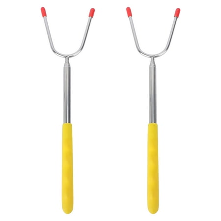 

HOMEMAXS 2Pcs Outdoor Barbecue Fork Stainless Steel Rotisserie Meat Fork Orange