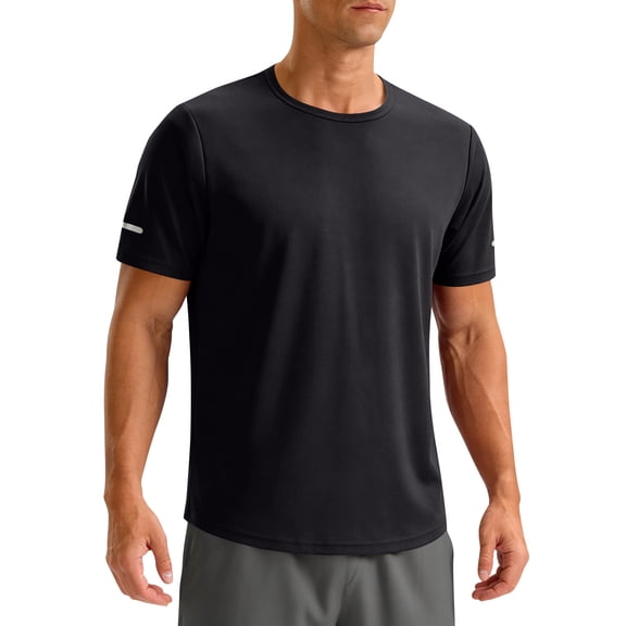Homeyce Men's Rashguard Swim Shirts Short Sleeve UPF 50 Sun Protection SPF Quick Dry Lightweight Water Fishing Beach Shirt,Black M