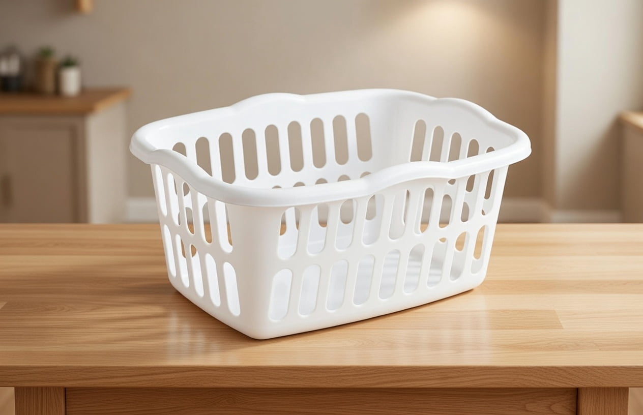 Extra Large Rectangular Plastic Laundry Basket - 24" x 17.75" x 10.375", Ventilated Design with Comfort Grip Handles, White, Ideal for Family Clothes Storage and Transport