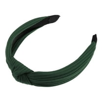 Unique Bargains Textured Cotton Knot Headband Soft Hairband for Women 1.3 Inch Wide Dark Green