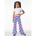 thumbnail image 5 of 5-6Y Girls Colored Flared Pants Digital Print Trousers Slim-Fit Wide Leg Flare for Spring Summer Autumn, 5 of 6