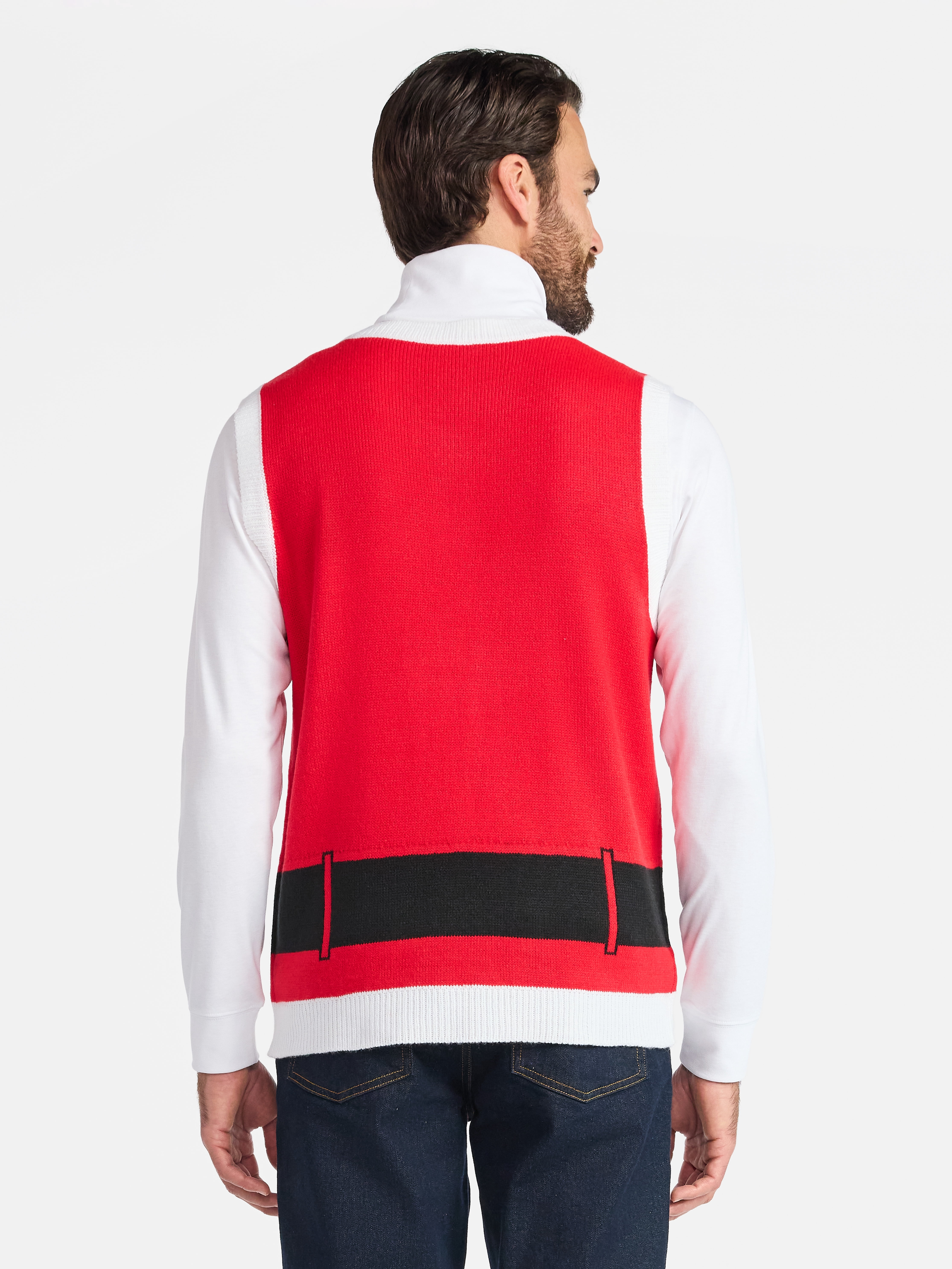 Jollidays Men's V Neck Santa Holiday Sweater Vest, Sizes S-3XL