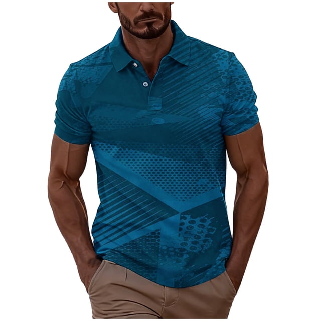 Camisas de Verano Casuales de los Hombres Día Del Padre Regalo de Manga Corta Botón Cuello de Solapa Respirable