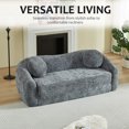 thumbnail image 6 of Leumius 87" Convertible Futon Sofa Bed, Corduroy Curved Boneless Couch with High Backrest, 2-in-1 Fold-Out Sleeper Sofa with Pull-out Couch Bed,Gray-Round Pillow, 6 of 6