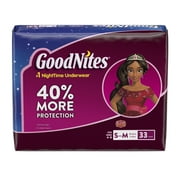 GoodNites Bedtime Bedwetting Underwear for Girls, Size S/M, 33 Count