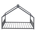 thumbnail image 4 of Full Size House Bed with Two Side Fence,Metal Platform Bed Frame with Roof for Bedroom,Living Room,No Box Spring Required,Black, 4 of 9