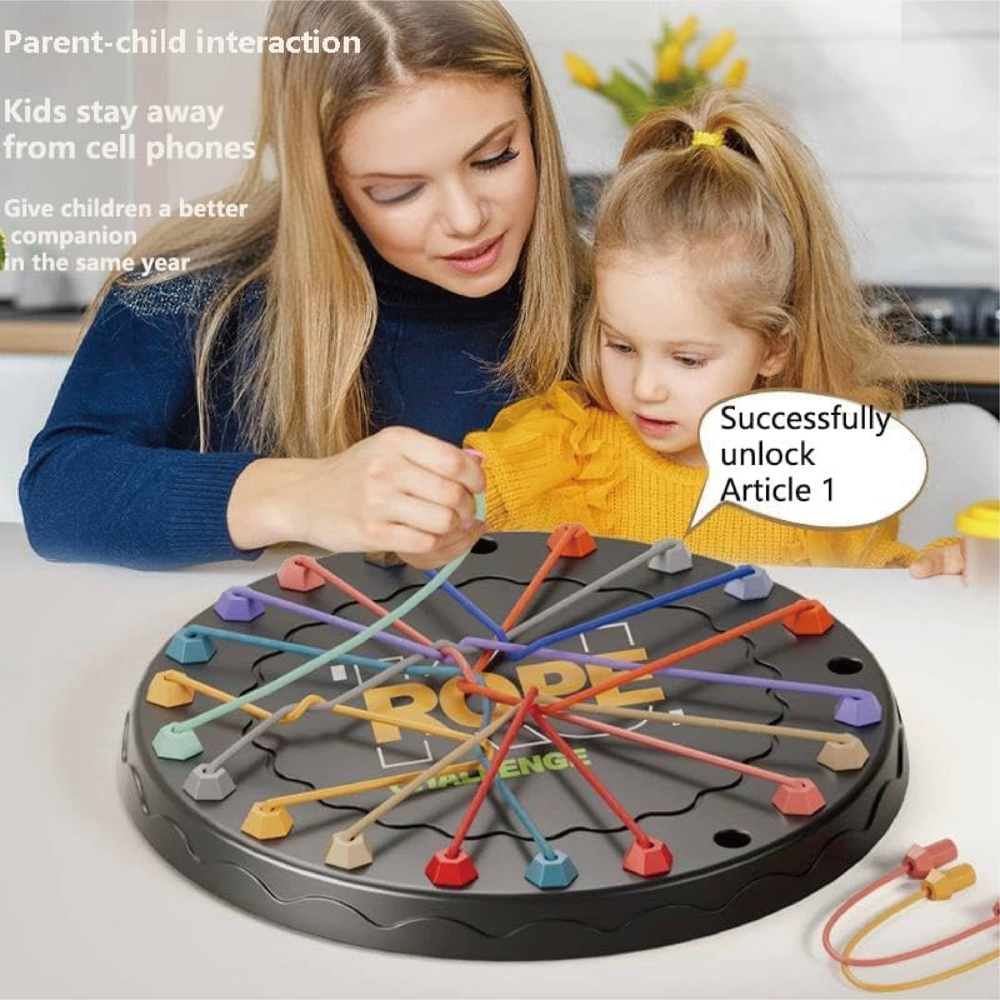 HEXKARUY Board games,Rope Untangling Puzzle Game, Educational Strategy Board Game, Family Travel Party Games with Multi-Level Challenges, Gifts for All Ages