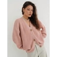 thumbnail image 5 of Women'S 2025 Fashion Casual Open-Front Long-Sleeved Chunky Knitted Sweater Jacket Pink XL, 5 of 6