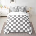 thumbnail image 2 of Erosebridal Gray Checkered Twin Bed In A Bag 7 Piece White Grey Checkerboard Grid Bedding Set,Geometric Buffalo Plaid Comforter Set With Sheets Teen Adults Men Gingham Bed Set, 2 of 5