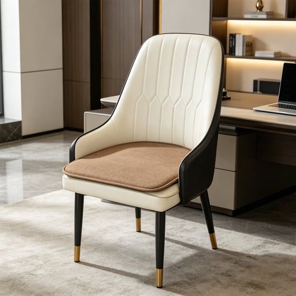 FEOLGEHLY 16.54x15.75in U-Shaped Linen Dining Chair Cushion, Thick Non Slip Horseshoe Seat Pad for Home Kitchen Office, Coffee