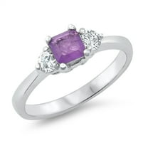 Simulated Lavender Wholesale Promise Ring .925 Sterling Silver Band Purple CZ Female Size 9