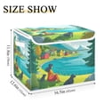 thumbnail image 3 of Foldable Fabric Storage Bin With Handle Collapsible Basket Box Storage With Lid Organizer Blue Water Green Trees, 3 of 7