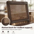 thumbnail image 5 of Guyou 26" Rattan Bar Stools Set of 2, Farmhouse Faux Leather Upholstered Counter Height Stools with Cane Woven Back, Mid-Century Modern Wooden Bar Chairs for Kitchen Island, Walnut Brown, 5 of 11