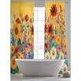 thumbnail image 5 of Colorful Sunflower Sheer Curtains 84 Inch Length 2 Panels Set, Farmhouse Botanical Floral Voile Window Treatment Rod Pocket Curtains Sheers Drapes for Bedroom/Living Room/Kitchen 52"x84"x2, 5 of 7