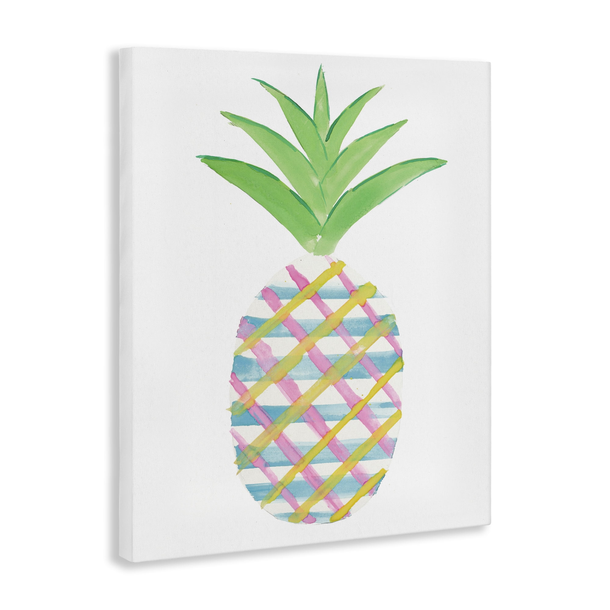 Stupell Industries Plaid Pineapple Fruit Food & Beverage Painting Gallery Wrapped Canvas Art Print Wall Art, 16 x 20