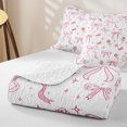thumbnail image 4 of Erosebridal Pink Kawaii Bowknot Twin Quilt Set for Girls, Rose Flower Twin Coverlet Set, 2-Piece, 4 of 7