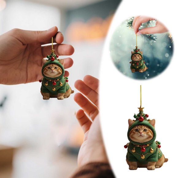 Hangs Pendant 2D Acrylic Cute Cat Cat Rearview Hanging and Keychain for Indoor and Holiday Cheer