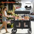 thumbnail image 7 of PNKKODW Wagon Stroller for 4 Kids with Canopy, All-Terrain Foldable Cart with Adjustable Push/Pull Handle, for Beach, Camping, Black, 7 of 7