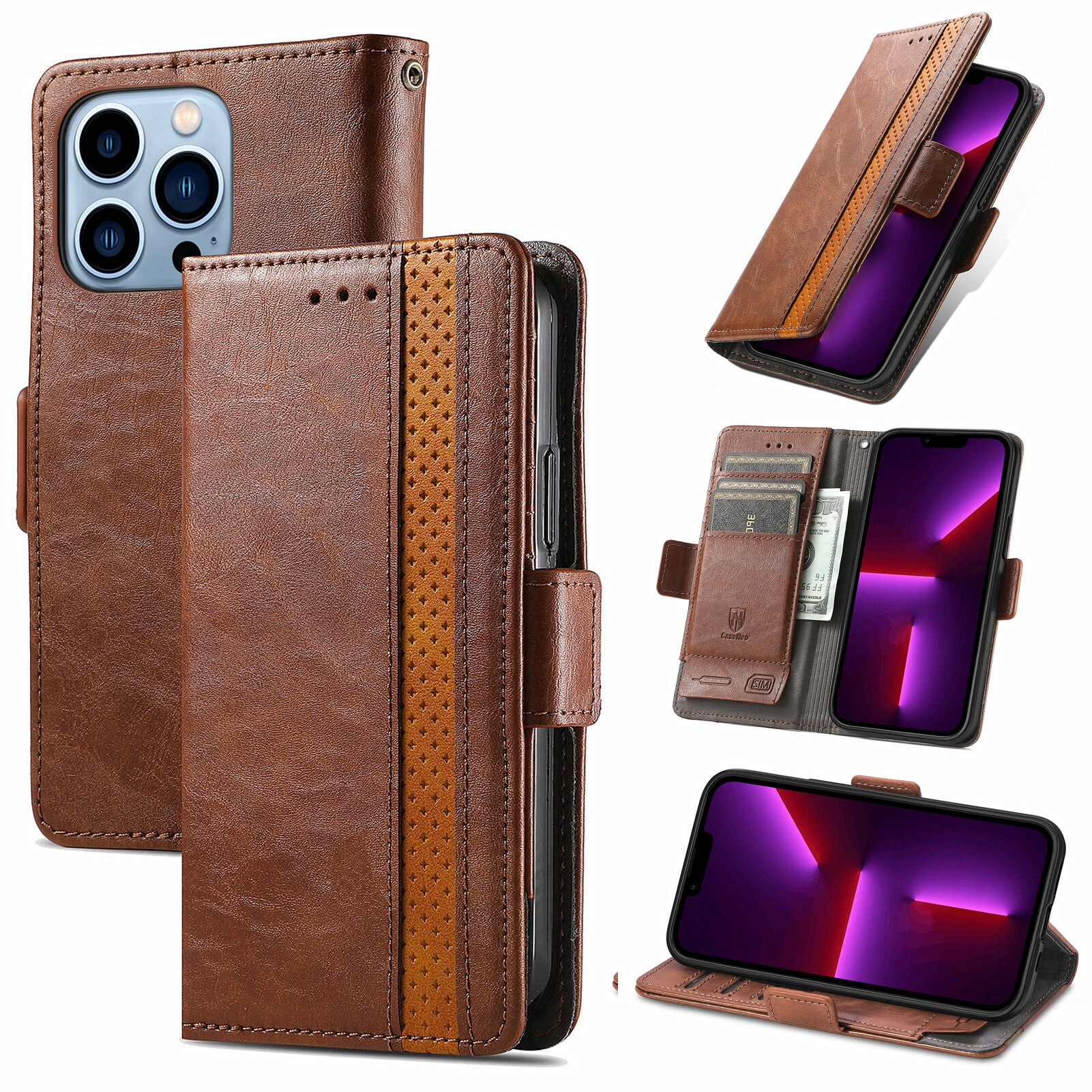 Case for iPhone 12 Pro Max Cover Leather Wallet Folio Case Book Design Flip Closure