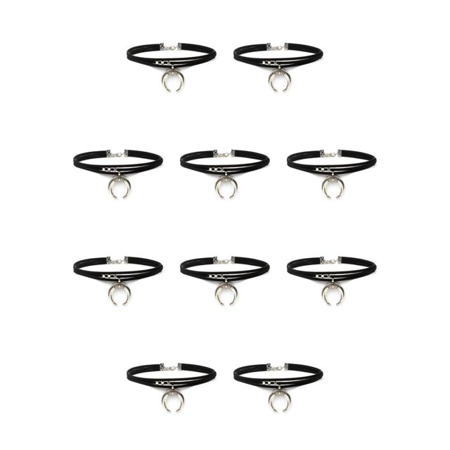Guardurnaity Necklace Geometric Adjustable Moon Hanging Pendants Choker Valentines Necklaces Gift Layered Day for Women Girls Daily Dress Negro 10piezas Guardurnaity CBP502472