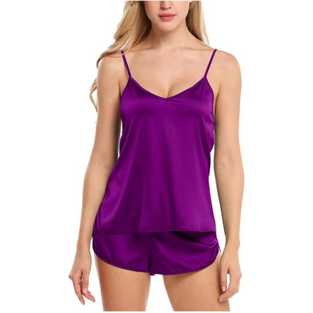 

Women’s Pajama Set Sexy-Lingerie Silk Babydoll Up Women Sleepwear Nightwear Satin Soft Short Sleeve Outfits (Blue XXXL) 3X-Large