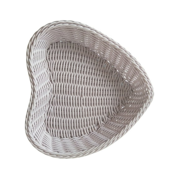 Leodye 1PCS Heart-shaped Rattan Storage Basket - Woven Plastic, for Wedding Candy/Jewelry/Desktop Storage -23.62x23.62in