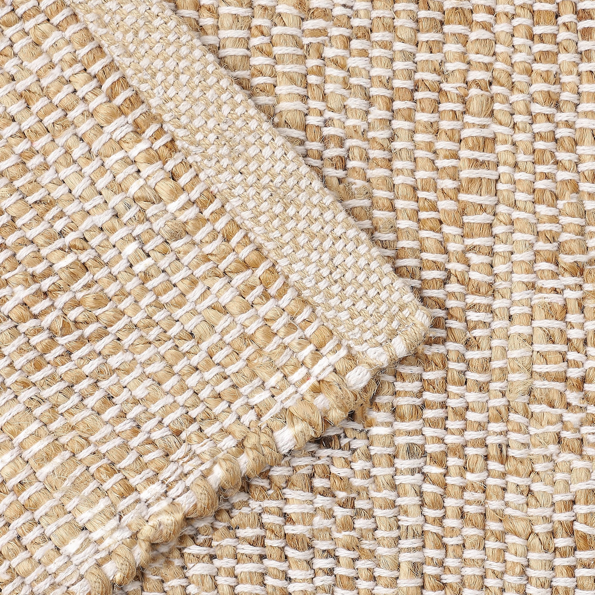 · REDEARTH · Jute Cotton Area Rug - 9'x12' Rectangular Rug, Sustainable Handwoven, Non-Shedding, Soft & Durable – Reversible, Neutral Tones for Home Décor in Living Room, Dining Room, Bedroom