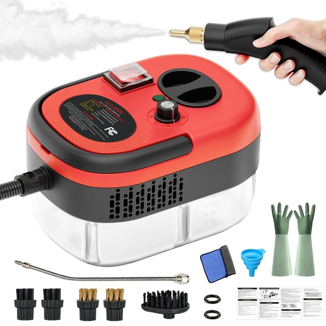 Limpiador a vapor AULANK 2500 W de alta temperatura, 3 bar, 1,2 L, rojo