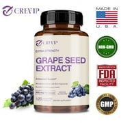 Grevip Grape Seed Extract 400mg - with 95% Polyphenols - Antioxidant, Heart and Cardiovascular Health 120 Capsules