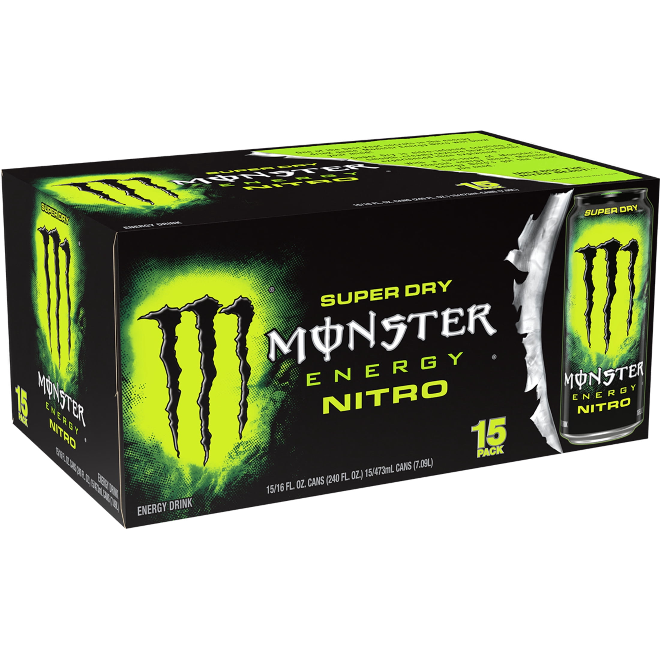 Monster Energy Nitro Super Dry Energy Drink, 15-Pack, 16 Oz Cans
