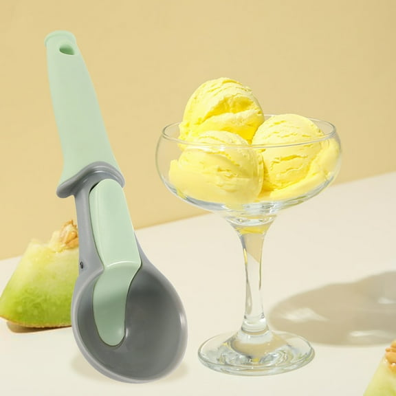 Plastic Ice Cream Scoop Nonstick Anti-Freeze Ice Cream Scoop, 8 Inch Watermelon and Ice Cream Hemisphere Spoon with Trigger Ice Cream Scooper and Comfortable Handle for Kitchen and Outdoors