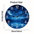 thumbnail image 2 of Kurmntregon Night Moon Wall Clock Starry Sky Wooden Non Ticking Silent Quartz Bedroom Living Room Office Gym Bathroom Patio Decor Decorative Clocks Shop Hotel Round 10", 2 of 7