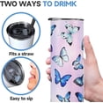 thumbnail image 3 of Butterfly Tumbler,20 Oz Skinny Tumbler with Lid and Straw,Butterfly Gifts for Women Mom Daughter Girlfriend Teenage Girls Bridesmaid,Purple Butterfly Travel Coffee Cup Mug, 3 of 6