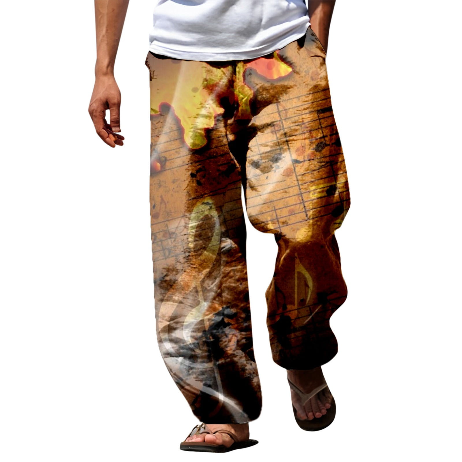 PMUYBHF Pantalon de Survetement Bouffant Homme pour Homme Grand Homme Ete Respirant comme du Lin comme un Pantalon Tous Imprimes Couture Imprimee Pantalon Large Jambe Walmart