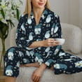 thumbnail image 6 of Daiia Christmas Gnome blue for Women's Long-Sleeved Pajama Set – Soft & Comfortable Sleepwear Button-Up Pajamas Cozy Lounge Wear-Large, 6 of 7