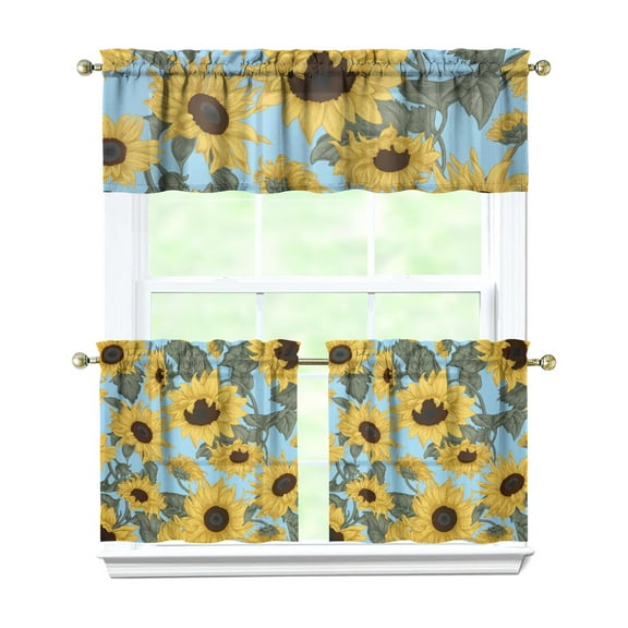 Farmhouse Floral Curtains 24" Short - 3 Panel Vintage Set with Butterflies & Bees, Bohemian Country Kitchen Window Treatment