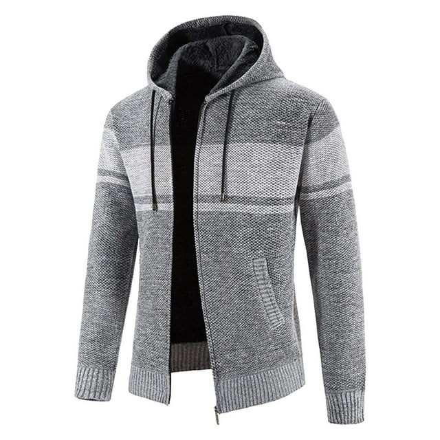 Gibobby Sueter para hombre con cierre completo Cárdigan con cuello para hombre, chamarra de invierno(Gris,XG)