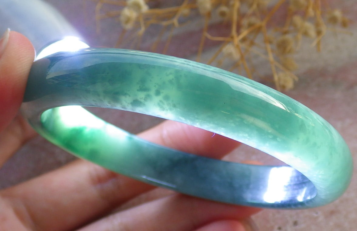 Icy Green Natural A JADE Jadeite Bangle Bracelet 60 mm 684211 TN