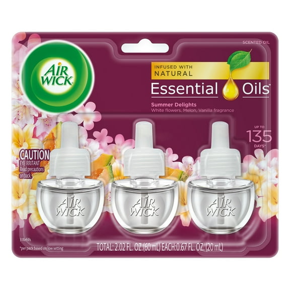 Air Wick Plug in Refill, 3 Ct, Summer Delights, Scented Oil, Air Freshener