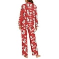 thumbnail image 3 of SEANATIVE Red Christmas Snowman Button Up Pajamas for Women Xmas Long Sleeve Nightwear for Women Sleepwear Size XS Pj Loungewear Tops and Pants Set 2 Piece Women Clothes, 3 of 7