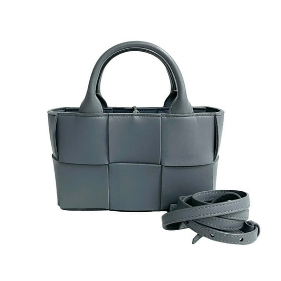 Pre-Owned BOTTEGA VENETA Arco Mini Intrecciato Leather 2-Way Shoulder/Handbag, Gray,... (Good)