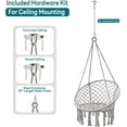 thumbnail image 3 of Macrame Hammock Chair Hanging Swing Chair Max 330 Lbs with 2 Cushions and Hardware Kits for Indoor Outdoor Bedroom Patio Garden - Light Grey, 3 of 10