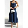 thumbnail image 4 of Chouyatou Women's Adjustable Strap Midi Long Denim Dress 2024 Button Down A-Line Swing Flowy Jean Dress, 4 of 6