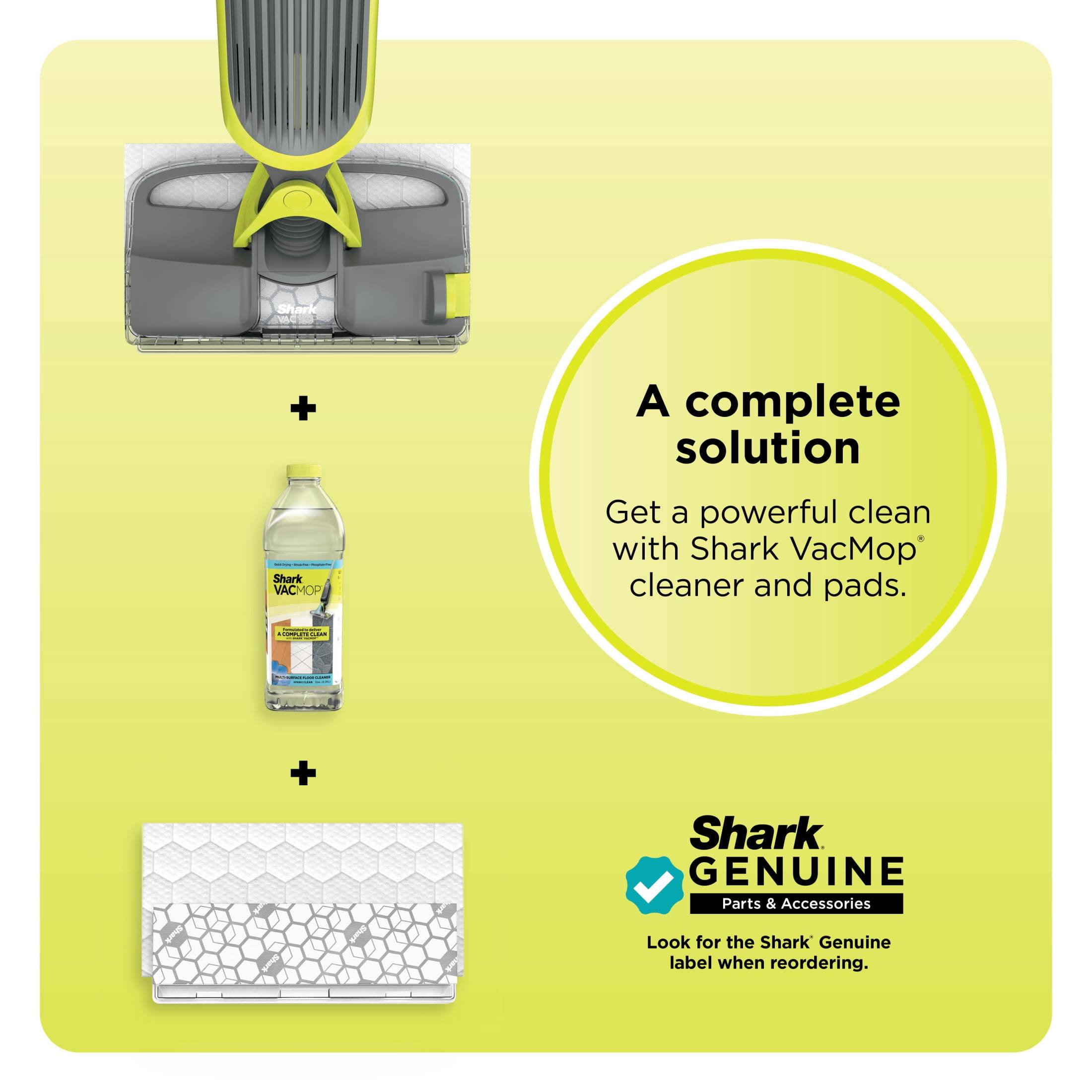 Shark VACMOP Cordless Hard Floor Vacuum Mop, for Tile, Vinyl, Laminate, Wood, with (4) Disposable VACMOP Pads, 12-oz Shark Multi-Surface Cleaner, VM200